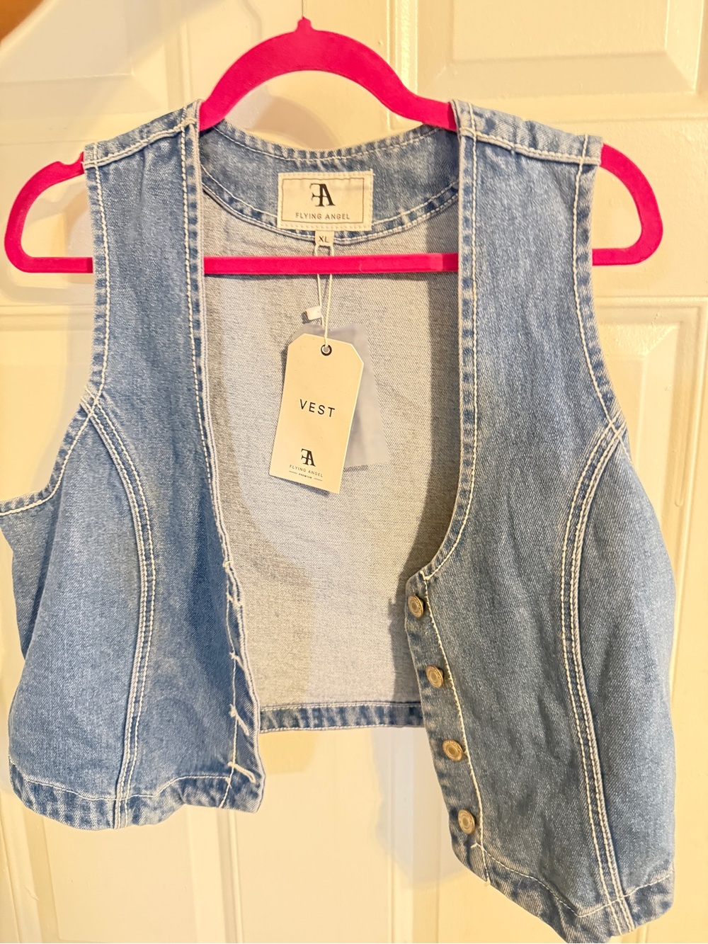 Flying Angel Denim Vest - Light Blue